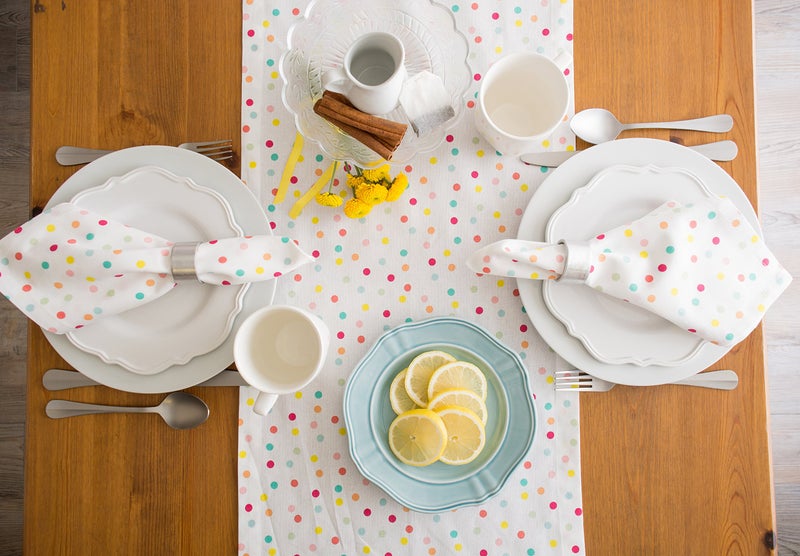 DII Polka Dot Party Print Tabletop Collection Reusable & Machine Washable, Table Runner, 14x72, Multicolor Confetti Dots - Image 5